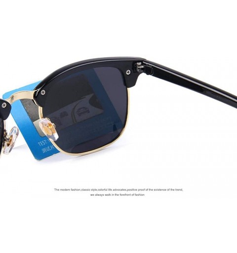 Aviator Men Retro Rivet Polarized Sunglasses Classic Brand Designer Unisex C01 Black - C05 Matte Black - C618XDWCX5Z $13.20