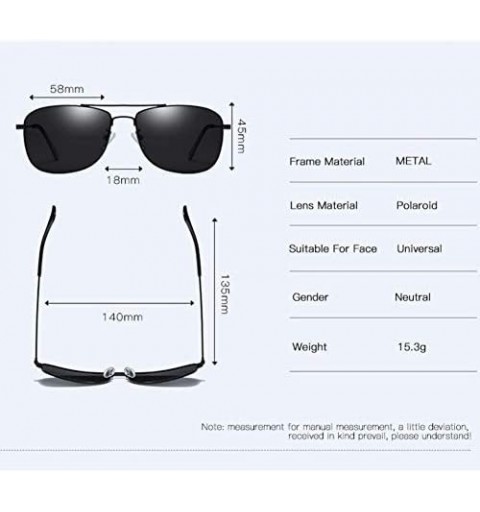 Square Men's metal polarizing sunglasses square anti-glare polarizing driving Sunglasses - C - CJ18QO3W3OD $24.20