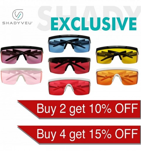 Rimless Semi Rimless 80s Neon Colorful Transparent Rainbow Rave Shades Crooked ZigZag Bolt Arm Retro Sunglasses - CV18XKYOMG9...