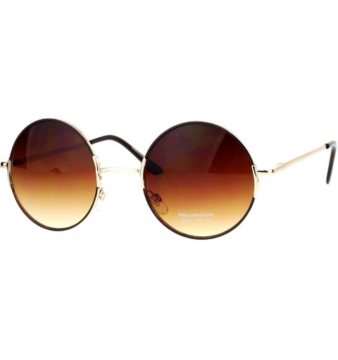 Round Designer Fashion Sunglasses Round Circle Frame Womens Shades UV 400 - Brown - CY1875QLW54 $12.33