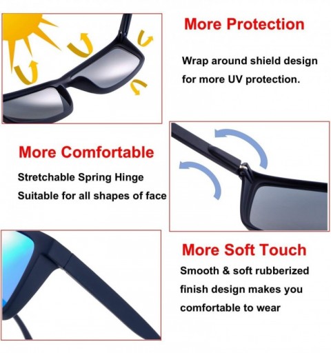 Square Polarized Flat Top Wrap Around Shield Rectangular Rubber Sunglasses For Men Women - Exquisite Packaging - C6192L0DTRU ...