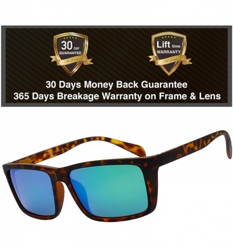 Square Polarized Flat Top Wrap Around Shield Rectangular Rubber Sunglasses For Men Women - Exquisite Packaging - C6192L0DTRU ...
