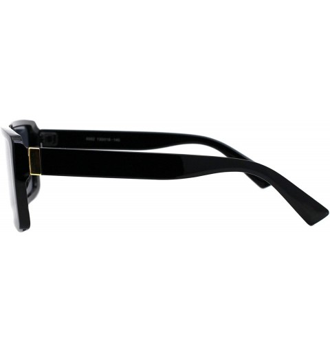 Rectangular Flat Top Rectangular Sunglasses Unisex Fashion Mob Designer Style Shades UV 400 - Shiny Black (Black) - CL197QM8Q...