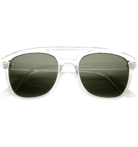 Aviator Squared Bold Frame Plastic Aviator Sunglasses - Clear Green - CI11XUNTAFL $8.49