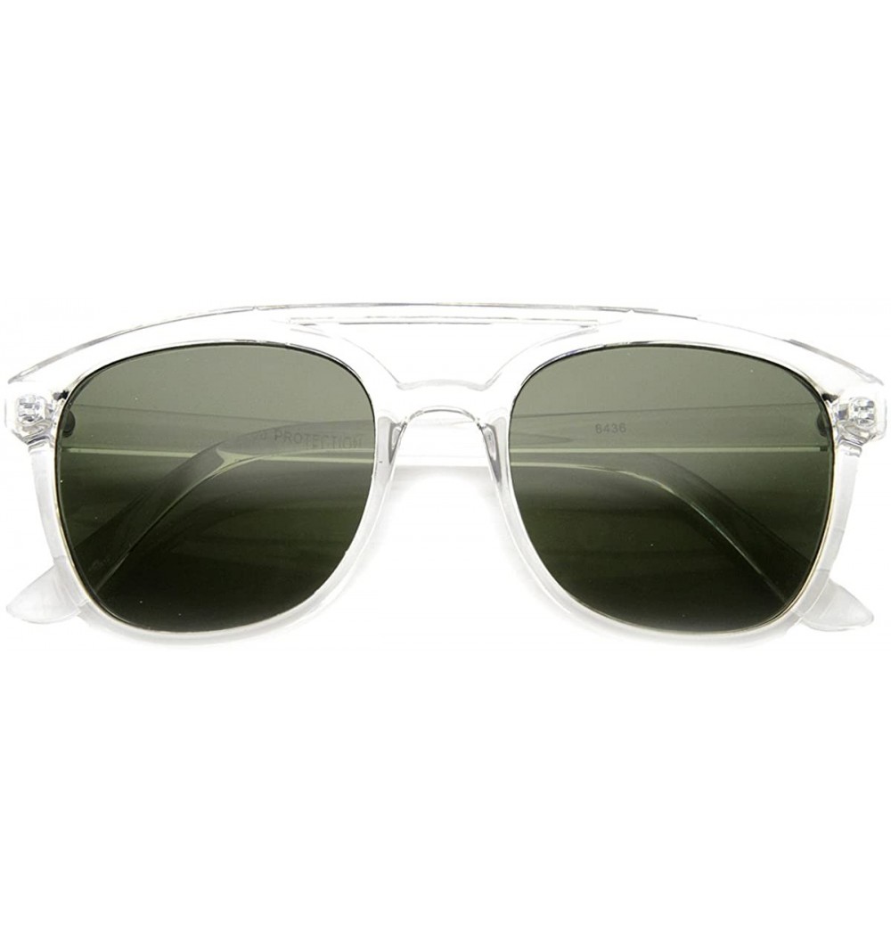 Aviator Squared Bold Frame Plastic Aviator Sunglasses - Clear Green - CI11XUNTAFL $8.49
