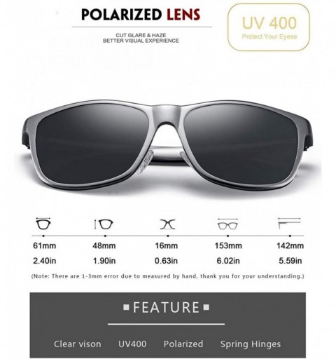 Square Men's Retro Sunglasses Polarized UV Protection Metal Frame for Driving Outdoor Sun Glasses - Gun & Black - C418KWD9RXT...