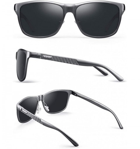 Square Men's Retro Sunglasses Polarized UV Protection Metal Frame for Driving Outdoor Sun Glasses - Gun & Black - C418KWD9RXT...