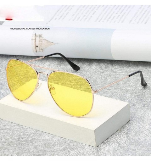 Aviator Polarized Night Vision Sunglasses Men Women Goggles Glasses UV400 Sun Gun Gray - Black - CI18XE0ER8I $6.84