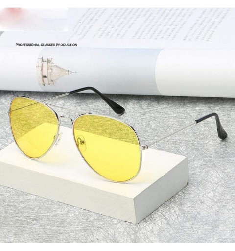 Aviator Polarized Night Vision Sunglasses Men Women Goggles Glasses UV400 Sun Gun Gray - Black - CI18XE0ER8I $17.32