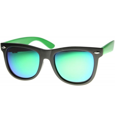 Wayfarer Large 2-Tone Flash Mirror Horn Rimmed Sunglasses - Green Midnight - CB11XOOD2ZB $19.96