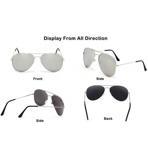 Aviator Vintage Mirrored Aviator Sunglasses for Women Men Reflective Lens Metal Frame - Silver Frame Silver - CB128PAZU5R $12.27