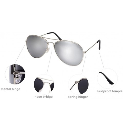 Aviator Vintage Mirrored Aviator Sunglasses for Women Men Reflective Lens Metal Frame - Silver Frame Silver - CB128PAZU5R $12.27