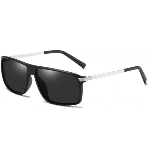 Oval Sunglasses Polarized Antiglare Anti ultraviolet Travelling - Silver Frame Black Lens - CE18WT3N5YY $28.71