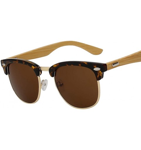 Shield Half Metal Bamboo Sunglasses Men Women Glasses Mirror Sun Glasses Fashion Gafas Oculos De Sol UV400 - CR18R5UL62N $71.65