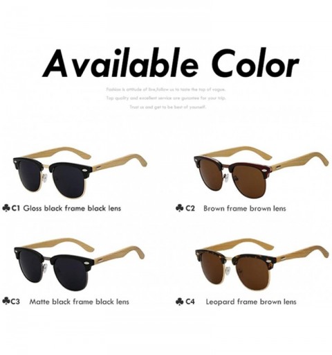 Shield Half Metal Bamboo Sunglasses Men Women Glasses Mirror Sun Glasses Fashion Gafas Oculos De Sol UV400 - CR18R5UL62N $42.15