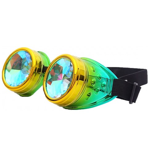 Goggle Rainbow Kaleidoscope Goggles Victoria Clothing Steam Punk Accessories Laser - Yellow Green 2 - C918HOIE07M $15.40
