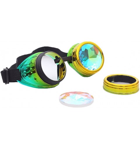 Goggle Rainbow Kaleidoscope Goggles Victoria Clothing Steam Punk Accessories Laser - Yellow Green 2 - C918HOIE07M $15.40