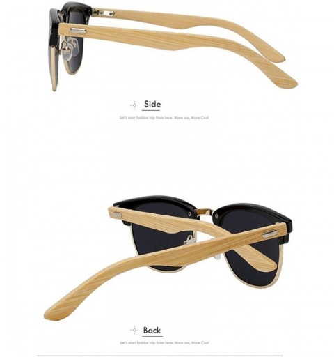 Shield Half Metal Bamboo Sunglasses Men Women Glasses Mirror Sun Glasses Fashion Gafas Oculos De Sol UV400 - CR18R5UL62N $42.15