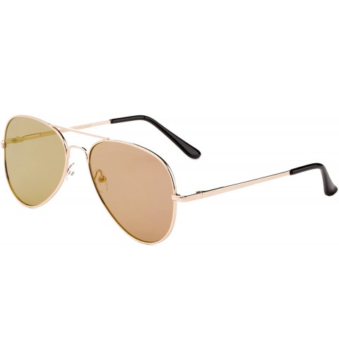 Oversized Aviator Style Sunglasses with Flat Mirrored Lenses 100% UV Protection for Women and Men - Gold/Pink - C212LO7UWTD $...