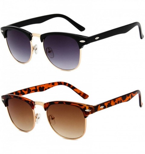 Sport UV400 Protection Classic Sunglasses for Men Women 2 Pack CS-RE011 - Gold+turtle - CL18ZLHSUZW $10.38