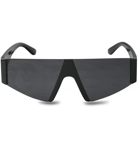 Shield Forget You Neon Flat Top Semi-Rimless Chunky Shield Style Fashion Sunglasses - Black Frame - Smoke - CX18WHM6H53 $16.35