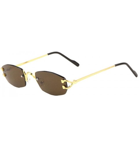 Rimless Geometric Oval Rimless Thick Color Lens Sunglasses - Brown - CT198802N98 $16.74