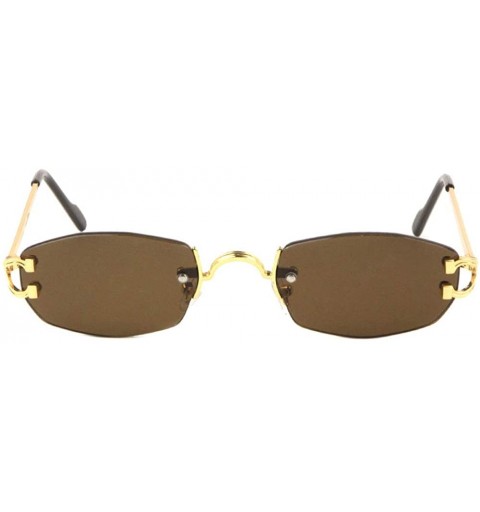 Rimless Geometric Oval Rimless Thick Color Lens Sunglasses - Brown - CT198802N98 $16.74