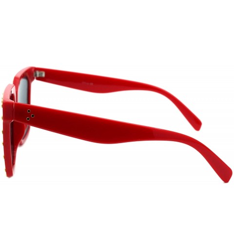 Square Gold Studded Sunglasses Womens Oversized Square Fashion Shades UV 400 - Red (Black) - CG18XQ7QLIM $13.11