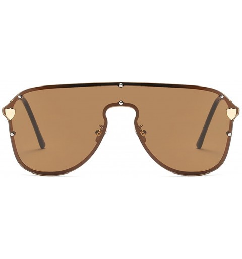Shield Oversized Sunglasses Sun Protection Glasses Women Sexy Shield Vintage Eyewear - Brown Lens - CY18D7HRKRI $12.39