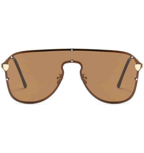 Shield Oversized Sunglasses Sun Protection Glasses Women Sexy Shield Vintage Eyewear - Brown Lens - CY18D7HRKRI $12.39