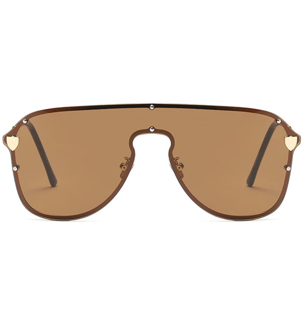 Shield Oversized Sunglasses Sun Protection Glasses Women Sexy Shield Vintage Eyewear - Brown Lens - CY18D7HRKRI $12.39