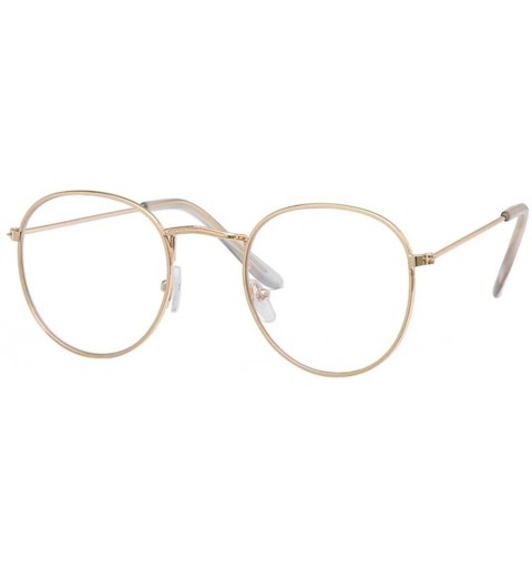 Square Round Glasses Frame Men Anti Blue Light Glasses Women Fake Glasses Oval Eyeglasses Frame Transparent Lens - Gold - CI1...