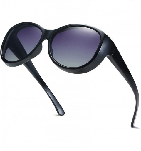 Sport Fitover Sunglasses for Women Polarized UV Protection SJ2108 - C1 Black Frame/Gradient Grey Lens - C8194A35CHX $15.37