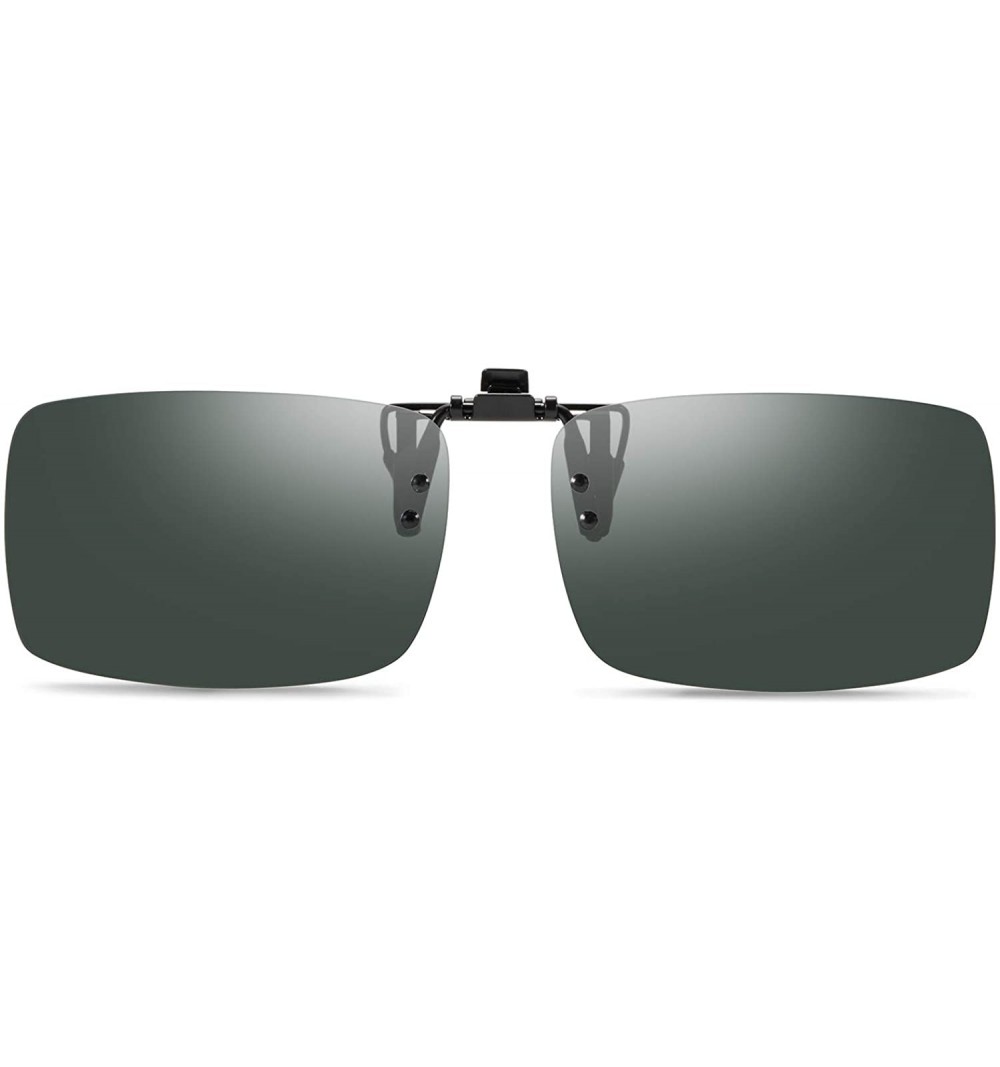Shield Clip-on Sunglasses Polarized Unisex Anti-Glare Driving Glasses With Flip Up for Prescription Glasses - C518T8X630Y $13.18