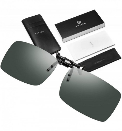 Shield Clip-on Sunglasses Polarized Unisex Anti-Glare Driving Glasses With Flip Up for Prescription Glasses - C518T8X630Y $13.18
