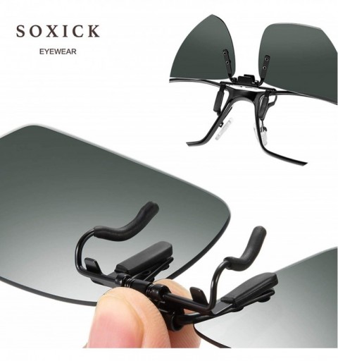 Shield Clip-on Sunglasses Polarized Unisex Anti-Glare Driving Glasses With Flip Up for Prescription Glasses - C518T8X630Y $13.18
