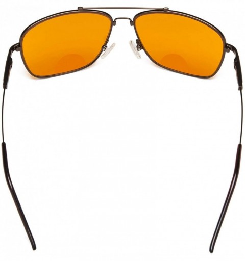 Aviator Blue Blocking Orange Tinted Bifocal Glasses for Reading Computer Screen Men Bendable Titanium - 1801-brown - C918ZGUZ...