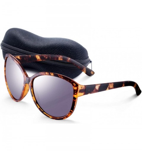 Oversized Oversized Classic Black Womens Sunglasses - UV400 Lens - with Zipper Case - Brown - CI18ROMCYNR $11.36