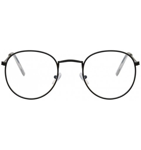 Square Round Glasses Frame Men Anti Blue Light Glasses Women Fake Glasses Oval Eyeglasses Frame Transparent Lens - Gold - CI1...