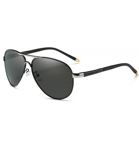 Sport Men Premium Classic Aviator Polarized Sunglasses 100% UV Protection Sun Glasses Shades - Silver - CB18HZYOD6U $16.29