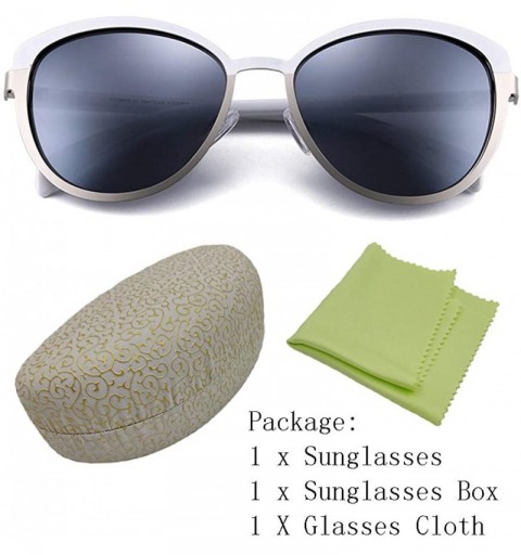 Sport Cateye Sunglasses for Women Polarized UV Protection Retro Fashion Designer Metal Sunglasses + Sunglasses Box - CD18UXG2...