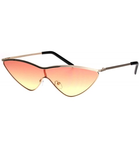 Cat Eye Womens Flat Top Retro Shield Cat Eye Metal Rim Sunglasses - Gold Orange Yellow - CW18IR4TS67 $14.24