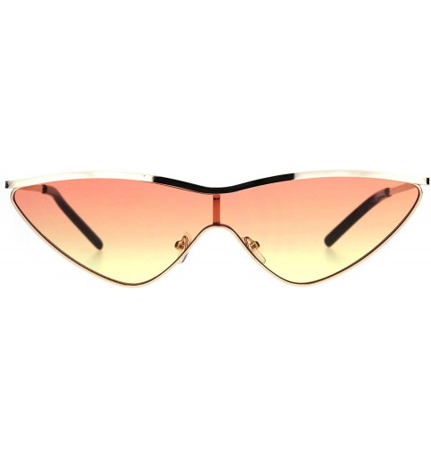 Cat Eye Womens Flat Top Retro Shield Cat Eye Metal Rim Sunglasses - Gold Orange Yellow - CW18IR4TS67 $14.24