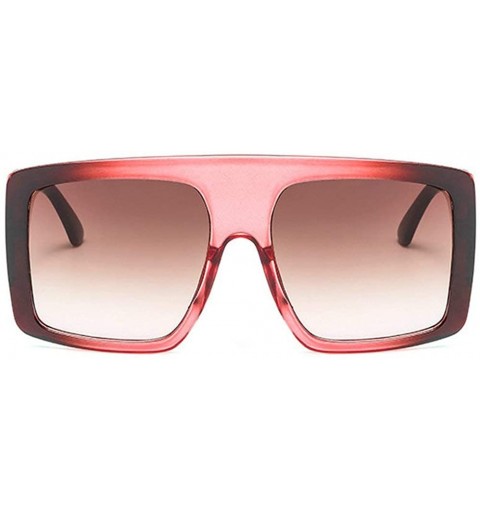 Square New 2019 Oversized Sunglasses Women Brand Gradient Large Frame Shades Vintage Sun Glasses - Red - C418NCDX2OQ $10.12