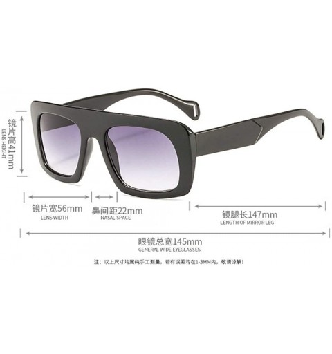 Square Fashion Rectangle Sunglasses Women Brand Designer Double Colors Retro Gradient Shades - Black - CQ18ME67A0L $10.93
