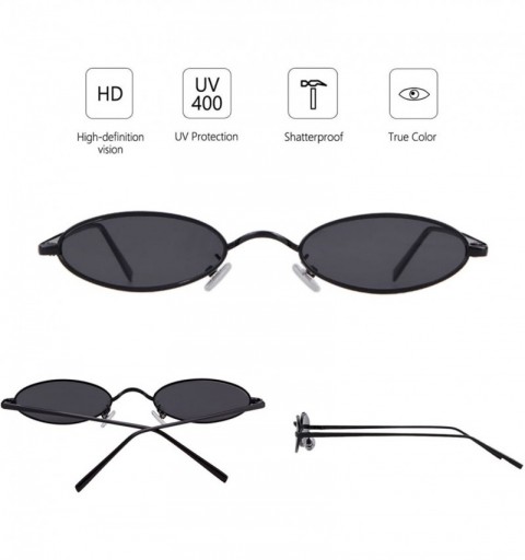 Goggle Oval Sunglasses Vintage Retro Sunglasses Designer Glasses for Women Men - Black - CH18DXO22L5 $13.01