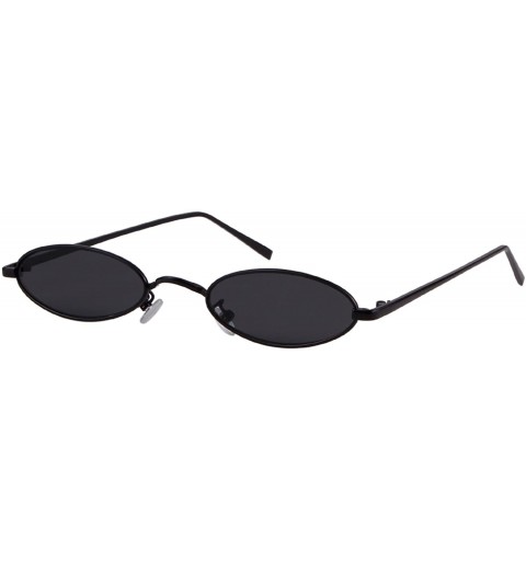 Goggle Oval Sunglasses Vintage Retro Sunglasses Designer Glasses for Women Men - Black - CH18DXO22L5 $13.01