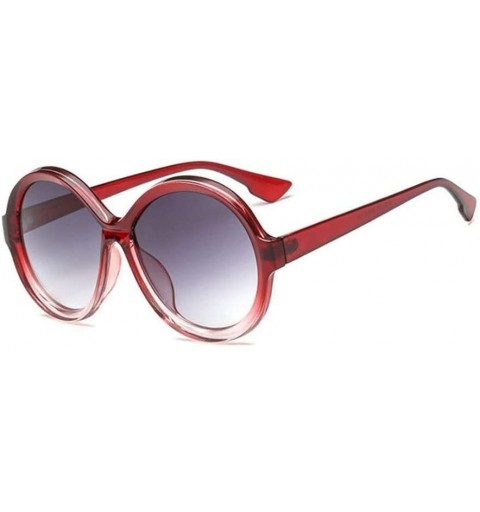Oversized Luxury Oversized Sunglasses Women Vintage Round Gradient Shades Sunglass Ladies Sun Glasses for Woman - Red - C618X...