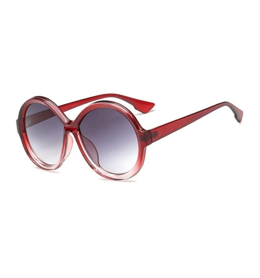 Oversized Luxury Oversized Sunglasses Women Vintage Round Gradient Shades Sunglass Ladies Sun Glasses for Woman - Red - C618X...