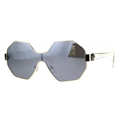 Oversized Womens Fashion Sunglasses Octagon Shape Designer Style Shades UV 400 - Clear (Silver Mirror) - CB187AZKON8 $24.59